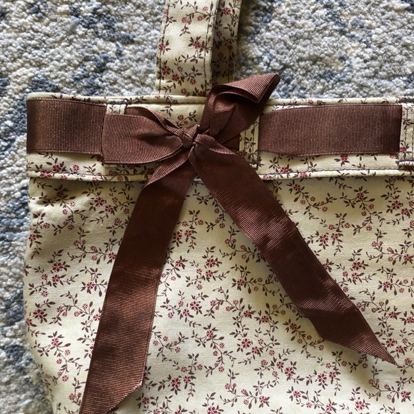 Longaberger Burgundy/Brown/Cream Floral Print PurseTote - Picture 2 of 9